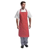 Einfach zu bedienen Whites Chefs Apparel A532 Lätzchen Schürze, Größe: 71,1 x 96,5 cm rot/weiß gestreift