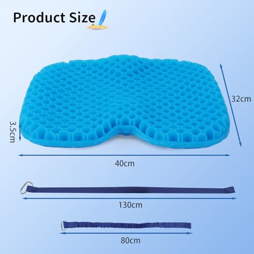 ShinherYee 3D Stereoskopisch Rutschfestes Gel-Kajak-Sitzkissen mit 2 Kajak Paddel Seil, U-Förmig, Bequem und Atmungsaktiv, KajakSitzkissen für Boot und Angeln, Dickes Sitzkissen für KajakZubehör