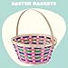JOYIN Easter Bamboo Basket Colorful Round Woven Goodie Empty Candy Gift Basket with Folding Handle for Girls Boys Easter Egg Hunt Party Favors Decorations Treats Gift Packing(7.7