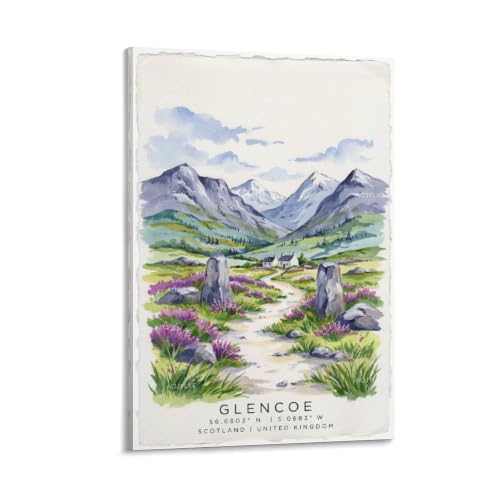 Poster aquarelle vintage Glencoe d'une qualité artistique supérieure