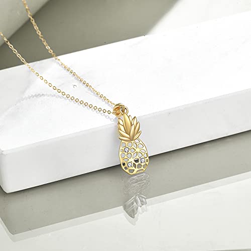 KECHO 14k Solid Gold Pineapple Necklace for Women, Fine Jewelry Christmas Gifts for Wife Girlfriend Daughter (Pineapple) - Image 4