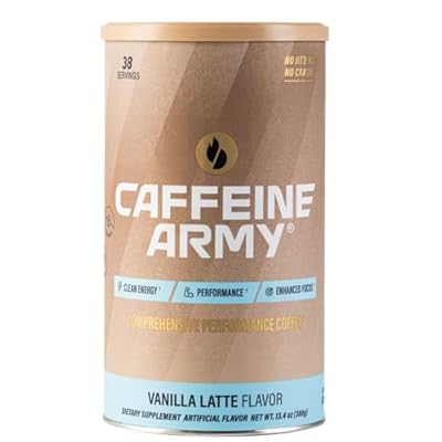CAFFEINE ARMY Vanilla Latte | Functional Coffee with Collagen Peptides, MCTs, CoQ10 and Adaptogens: Clean Energy, Supports Daily Attention, No Jitters or Crash 13.4 oz 38 Servings