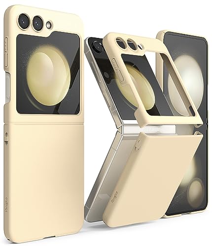 Image of Ringke Slim Compatible With Samsung Galaxy Z Flip 5 Case Back Cover Thin Soft-Feeling Coating Hard Pc With Non-Slip Grip Protective Phone Case For Samsung Z Flip 5 5G (2023) - Vanilla, Cream