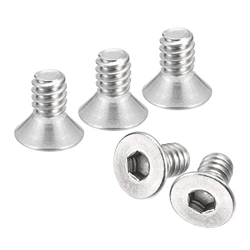 uxcell #10-24x3/8 Flat Countersunk Head Socket Cap Screws, 50Pcs 304 Stainless Steel Hex Socket Flat Head Screws, Full Thread, Countersunk Bolts