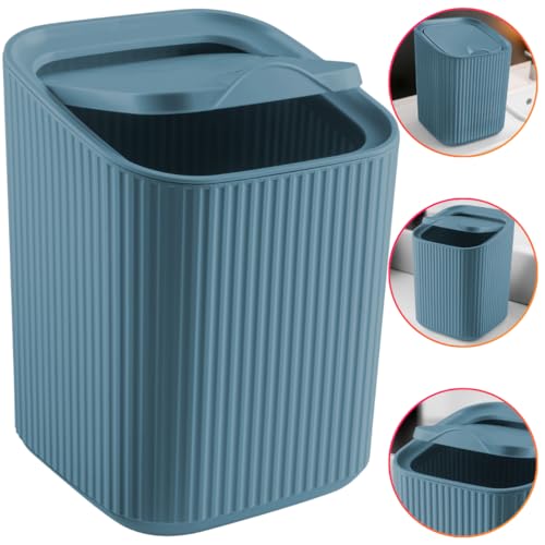 Lixeira De Cozinha Escritório Banheiro 1,25L Tampa Design Moderno (Azul)