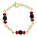 14k Gold Plated Black Simulated Azabache Protection Baby Bracelet 4.5"