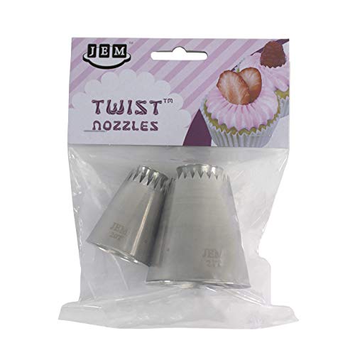 Jem Enterprises JEM Twist Nozzle Decorating Tip (Sultan Style Protruding Cone) Set of 2-20T & 21T, Standard, Silver