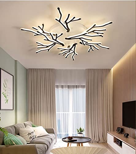 CHEMYO Plafonnier LED à intensité Variable avec télécommande Grand Salon Chambre plafonnier Acrylique en Fer forgé plafonnier Forme de Branche Moderne ménage Chambre Chambre Lampe Lustre (9 têtes)