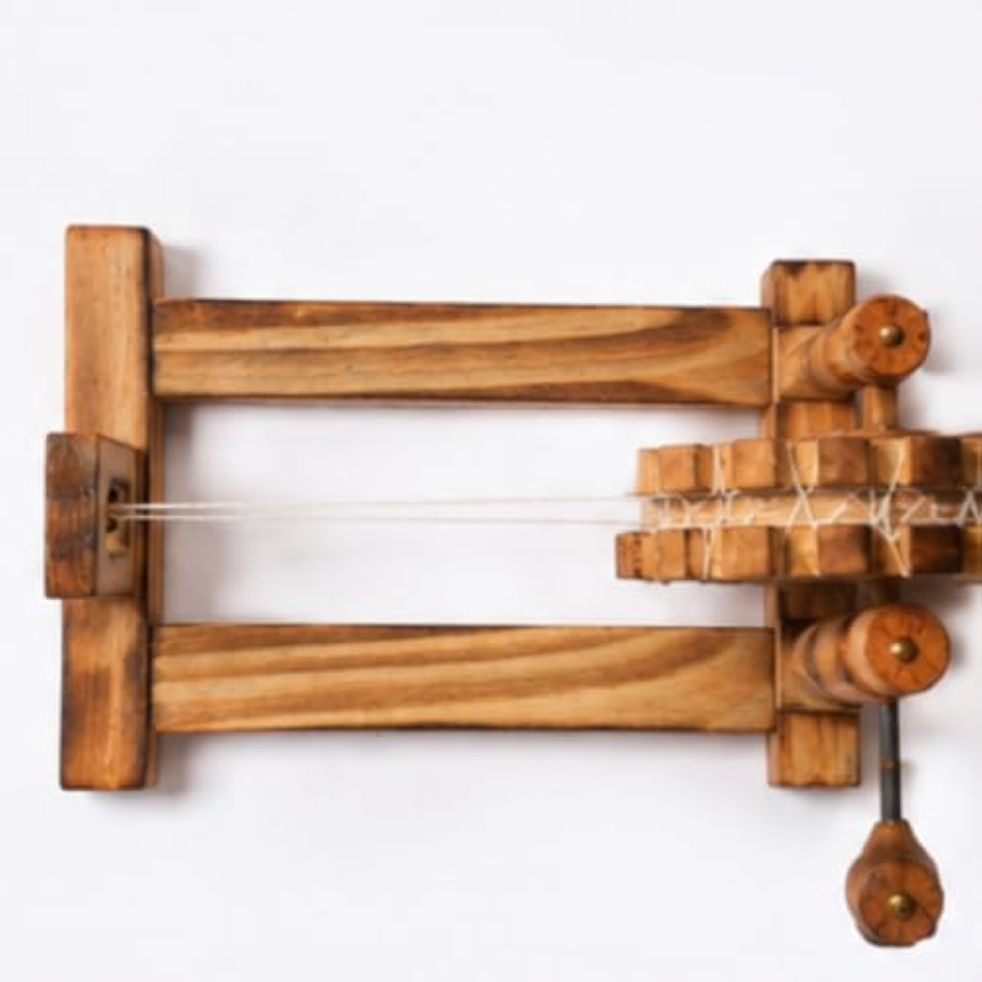 Handcrafted Wooden Spinning Wheel Decorative Model, 11x7.5 Inch