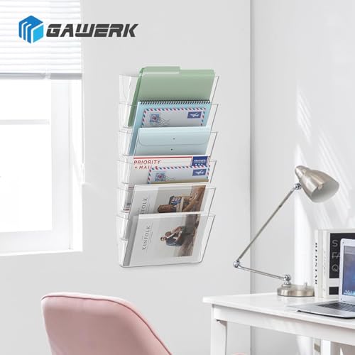 Gawerk 3PBIGUA-TR 3 Pack Clear Acrylic Single Pocket, Plastic Hanging Wall Mount File Holder thumb #6