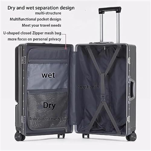 Carry On Luggages Suitcase Front Opening Suitcase Rechargeable Universal Wheel Checked Luggage Carry On Luggage Luggage Suitcases(Green-20inch4