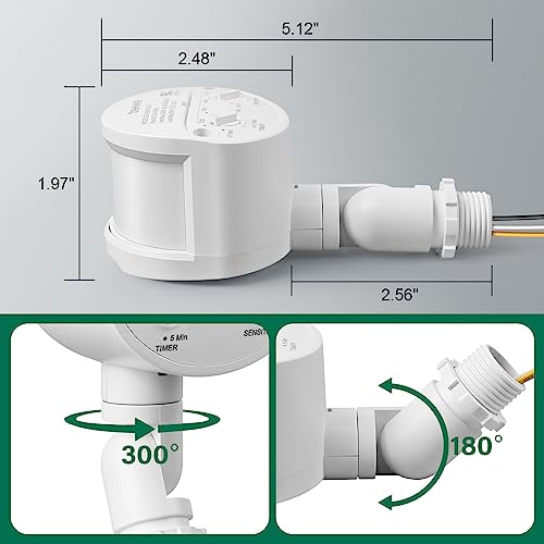 TREEWELL Motion Sensor, 180-Degree Replacement Motion Detector, Adjustable Time & Detection Sensitiity Up to 60 Feet Range, 3 Working Modes Pir Motion Sensor for Security Floodlight, White, UL Listed thumbnail 4