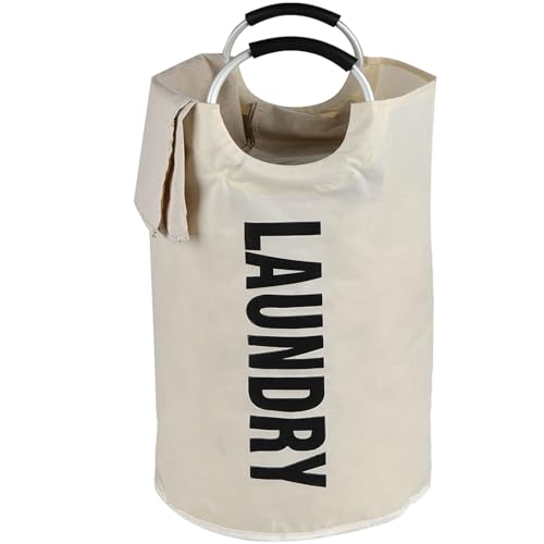 YRCBEHFU ランドリーバスケット 115L 大容量 洗濯カゴ 600D防水オックスフォード 折りたたみ ランドリーバッグ 洗濯物入れ 衣類収納 寝室/リビング/クローゼット 幅43×高さ79(cm) (ホワイト)