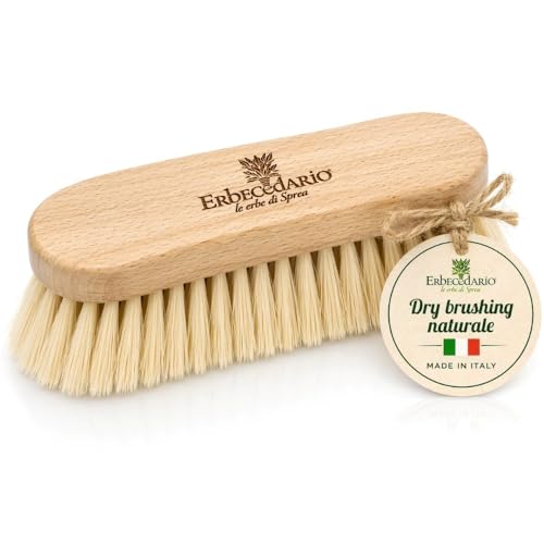 Spazzola Corpo per Spazzolatura a Secco, Setole Naturali Tampico Erbecedario, Legno di Faggio, Per Contrastare Inestetismi Cellulite e Ritenzione Idrica, Migliora la Circolazione, Azione Esfoliante