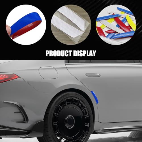 Image of 4PCS Car Reflective Trim Side Marker Stickers, Side Reflectors for Car, Anti-Collision Automatic Bumper Fender Stickers, Auto Exterior Accessories Reflector Guard Fit Cars (Blue, 4PCS)