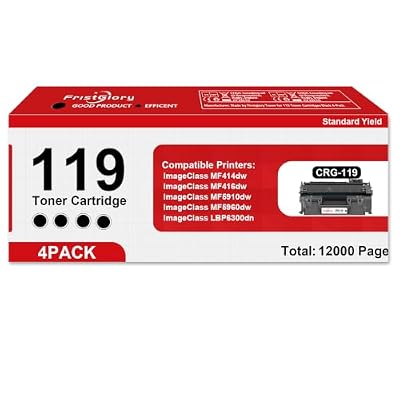 CRG-119 Black Toner Cartridge 4-Pack – High-Capacity Replacement for Canon 119 Printers (ImageCLASS MF414dw/MF416dw/MF419dw, LBP6650dn, MF5960dn, MF5950dw, MF6180dw, MF6160dw) (12000 Total Pages)