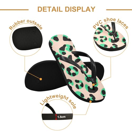Black Green Leopard Flip Flop Beach Summer Casual Sandal for Women & Men Shower Shoes 208618062