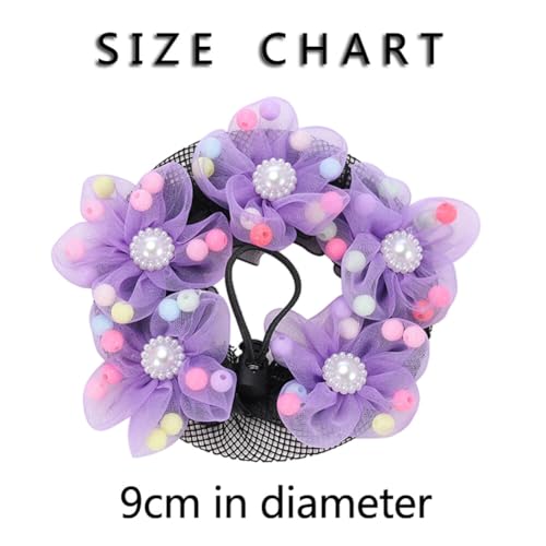 4 peças de capas de coque de balé para meninas, flores com formato de pérola, acessórios de rede de