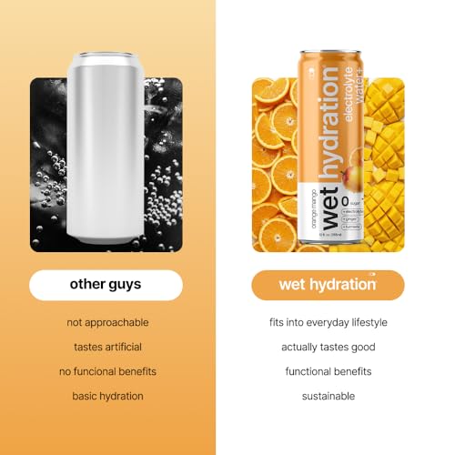 Image of Wet Hydration - Functional Hydration Beverage - Flavored Water, Sugar-Free, Gluten-Free, No Artificial Ingredients (Orange Mango Ginger Turmeric)