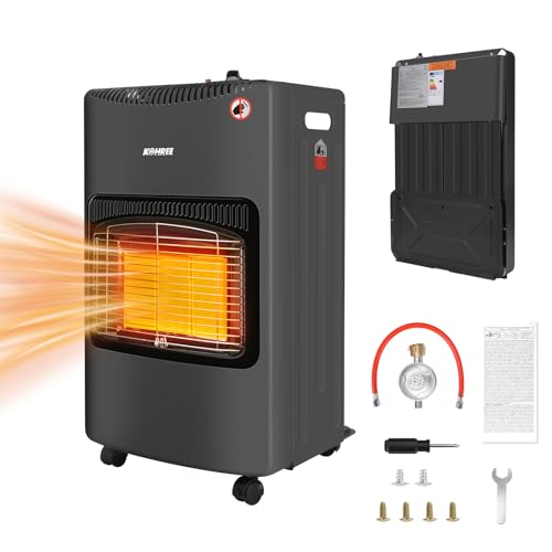 Kohree 4200 Watt Keramik Gasheizer, Gasheizung Dreifacher Sicherheitsschutz, Gasheizofen, Heizstrahler Gasheizgerät, inkl. Gasdruckregler Gasschlauch Schutzhülle Butan- oder Propangasflaschen bis 15kg