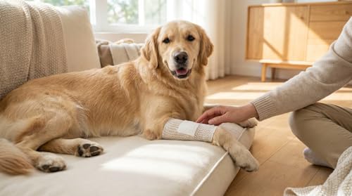 Image of Tubular Stretch Net Bandage for Dogs, Cats & Horses | Elastic Pet Wound Dressing Retainer Mesh | No Tape Needed Breathable Vet Wrap Support |Size 4, 2.7cm x 25m Roll | White (Pack of 1)