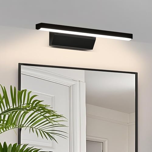 YHTlaeh LED Specchio Lampada 9W 680lm Bagno Bianco Neutro 4000K IP44 No Flicker 230V (Nero, 40cm)