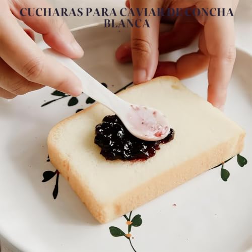 Miniatura 4 de Pyruvae 2 Piezas Cucharas De Nácar, Mini Cucharas De Caviar, Cucharas De Huevo, Hechas A Mano, Color Blanco, De Nácar, Para Servir, Caviar, Extremos Redondos, Cucharas De Café 7 Cm