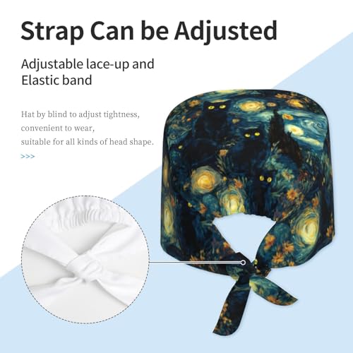 Image of Adjustable Scrub Cap with Sweatband, Breathable Working Hat for Men /Women