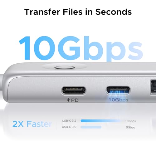 Image of UGREEN USB C Hub 5-in-1 Revodok, Slim Portable USB-C Adapter with 100W PD Charging, 4K@60Hz HDMI, 10Gbps USB 3.2 Data Ports, Lock-Screen Button & Cable Clip for MacBook Air /Pro, iPad, Laptops