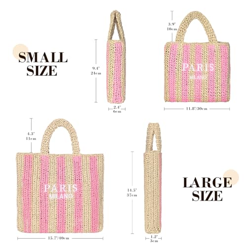 Bolsa de playa de paja para mujer verano tejido miniatura 6