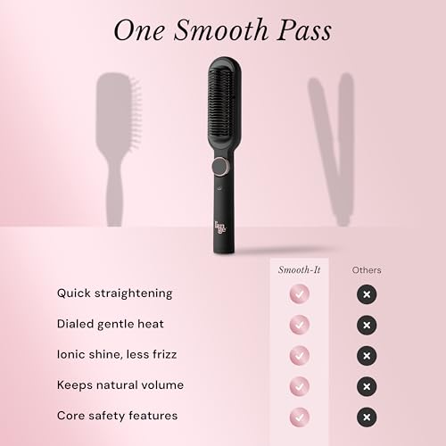 L'ANGE HAIR Smooth It 2-in-1 Hair Straightener Brush, Black - image 5