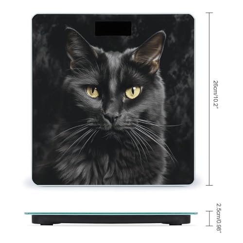 Báscula digital para baño con diseño de gato negro miniatura 2