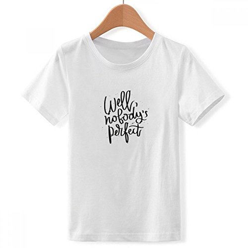 T-Shirt col Blanc Garçon avec Citation Imprimée Multicolore en Grande Taille XXXL
