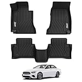 3W Floor Mats Fit for Benz E-Class 2017-2023 TPE All Weather Custom Fit Floor Liner for E300 E320 E400 E350 E63 E550, 1st&2nd Row Full Set Car Liners Black (Sedan Only)