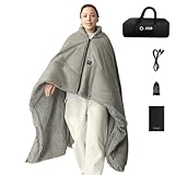Ourea 12V Battery Operated Heated Blanket Cordless Electric Blanket with 20000mAh Power Bank Portable Heated Throw for Outdoor Camping Car Stadium Travel Home Sherpa Fleece Grey