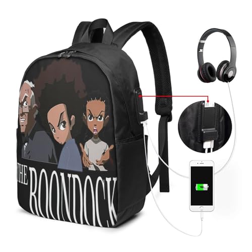 The Cute Boondocks Laptop Backpack With Usb Charging Port Large Travel Bags Unisex Adult Gym Bags Daypack for Outdoor Cool Work Rucksack Computer Bag for Men&Women2