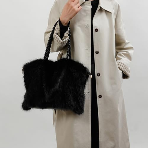 Sac fourre-tout d'hiver moelleux noir pour le bureau - 2