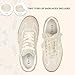 BeeLg Casual Sneakers for Women Lace Detail – Elegant Ribbon Lace-Up Fashion Sneakers with Leather Upper Memory Foam Insole and Slip On Trendy Casual Shoes Beige Size Wide 8