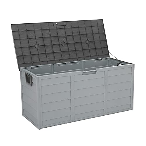 EPOFIT 75 Gallon Resin Deck Box, Waterproof Outdoor Storage Box with Wheels, Lockable Lid and Handles, Large Deck Storage for Outdoor Gear, Patio Furniture Cushion, Gardening Tools, Grey - Thumbnail 7