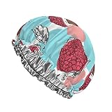 Gorro de ducha Red Litchis Gorro de baño reutilizable para mujer Protección del cabello Gorro de pelo suave con forro de PEVA y banda elástica Gorros de baño de moda Gorro de ducha de baño impermeab