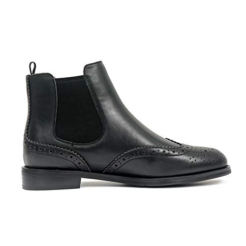 Oneeno Women's Brogue Black Leather Chelsea Boots 9 M Us #TOP1