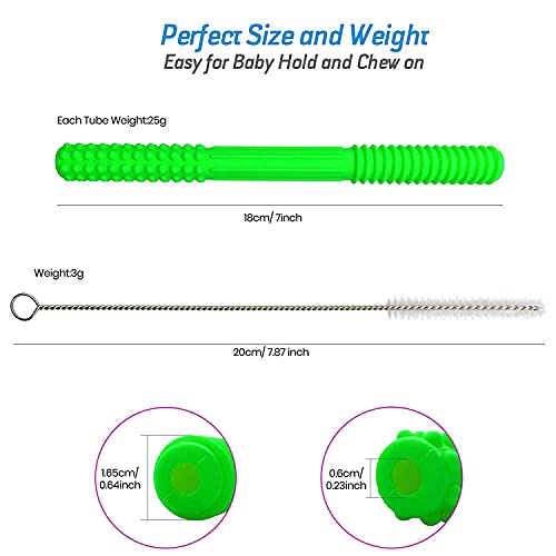 tekme Silicone Remote Teether for 6 to 12 Months Baby, 1Pc Hollow Teething Tube with 1 Brush, Helps Biting Skills Development, Teething Toys for Babies and Toddlers (Combo Pack), Multicolor