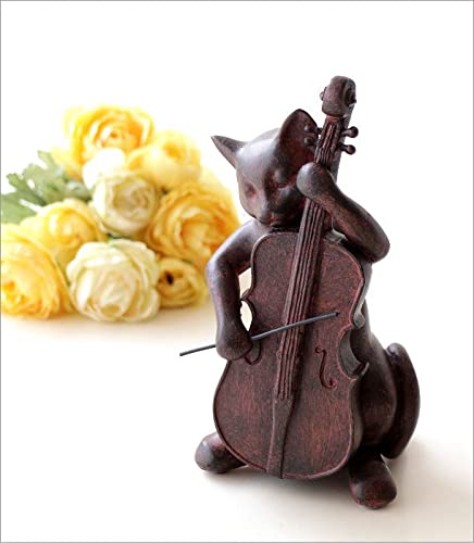 Amazon.co.jp: ネコ 猫 置物 おしゃれ オブジェ かわいい チェロ 楽器