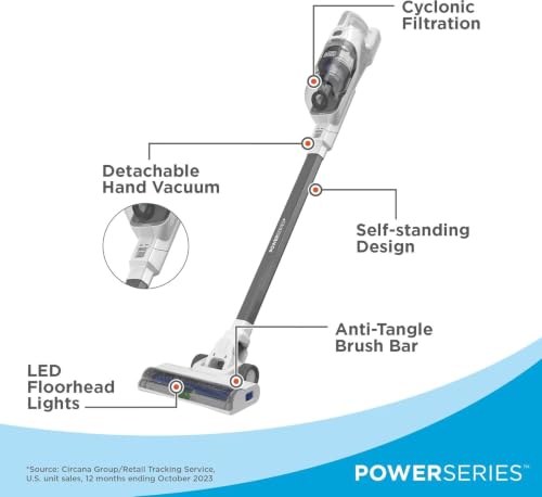 Black+Decker POWERSERIES+ 16V MAX Cordless Stick Vacuum with LED Floor Lights, Lightweight, Multi-Surface, White (BHFEA420J) by BLACK+DECKER - Image 3