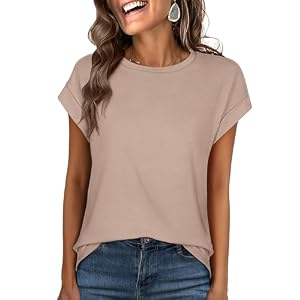 ANRABESS Womens Tops Summer Cap Sleeve Basic Tee Shirts 2026 Trendy Loose Fit Casual Dressy Business Work Tshirts Clothes