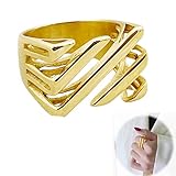 Anillo Recortado de Sarga, Anillos llamativos para Mujer en Capas, Anillo mínimo Rectangular geométrico asimétrico para Mujer (1,6)
