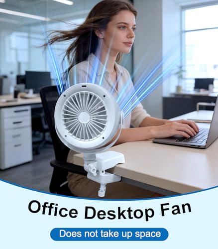 Ventilador recargable de clip portátil con batería de 4000 mAh y luz led 7
