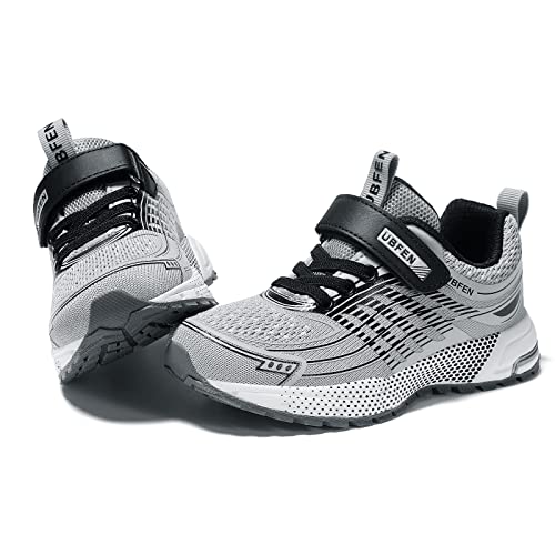 Ubfen Kids Sneakers Boys Girls Tennis Shoes For Running Athletic Walking Gym Sports Lightweight Breathable B Grey #TOP1