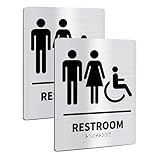 HOOTNEE Lot de 2 Panneaux Suspendus en Acier Inoxydable Brossé pour Toilettes Hommes et F...