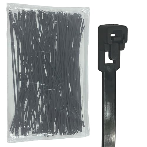 EzySup Reusable Zip Ties Heavy Duty for Outdoor Use 300mm x 4.8mm 100 Pieces Black